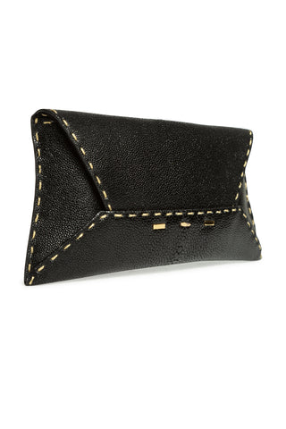 Manila Clutch Shagreen Clutch with Gold Accents