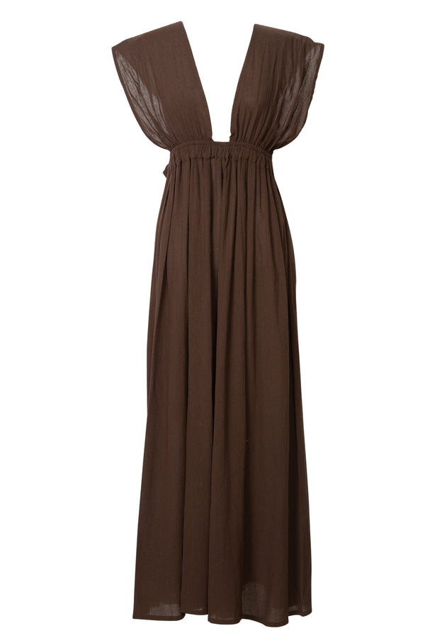 Roma Brown Cotton Maxi Dress | (est. retail $125)