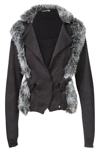 Vintage Fur Collar Cardigan