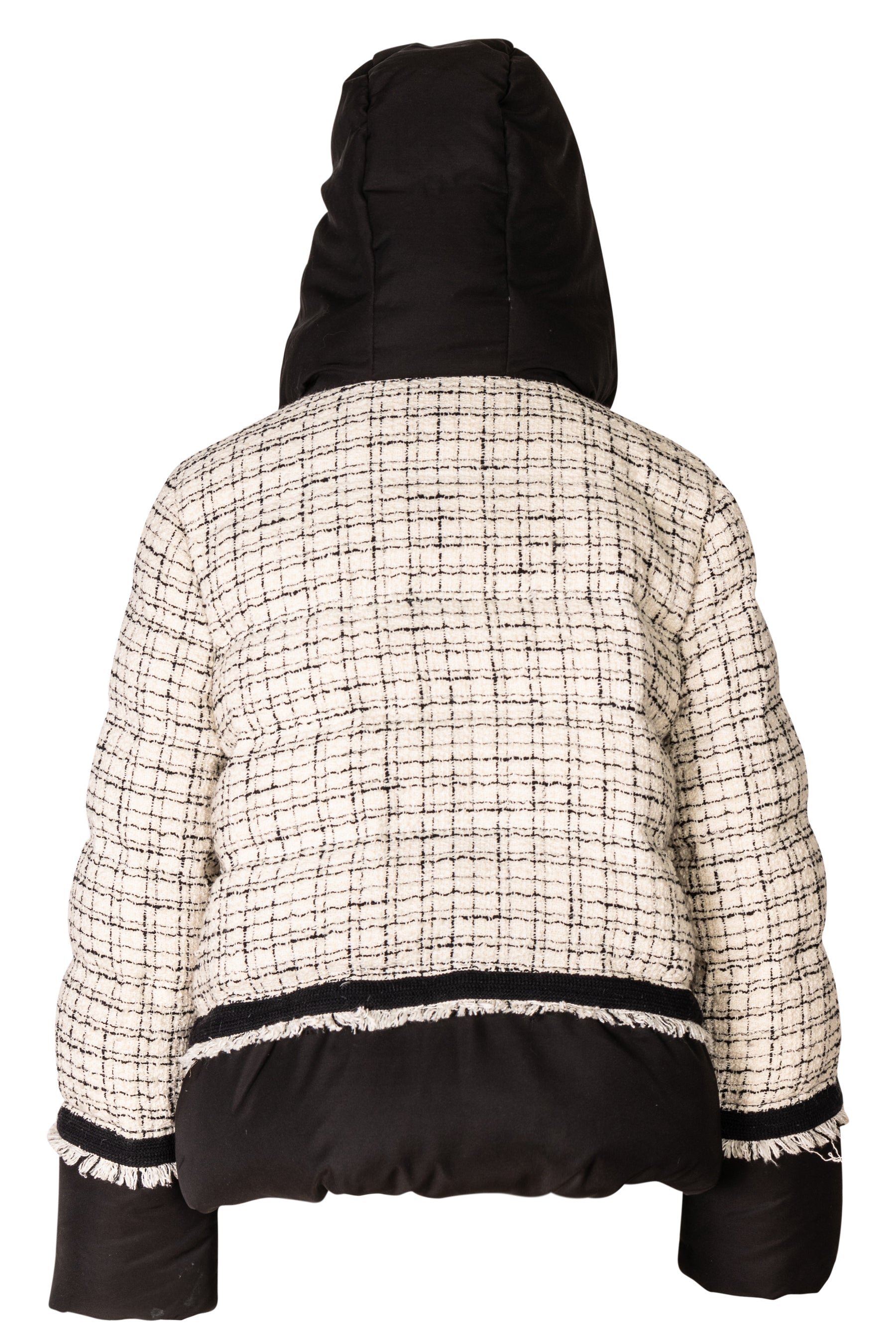 Hooded Tweed Shell Down Jacket-