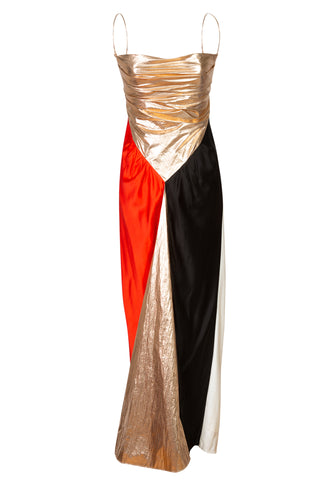 Diamond Slip Dress in Gold/Poppy | SS '22 Runway (est. retail $695)