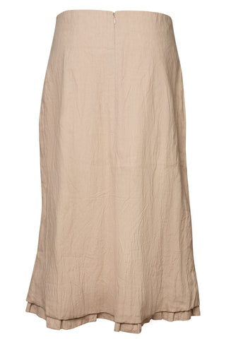 Beige Fluted Linen Skirt