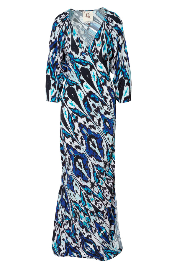Abstract Printed Blue Wrap Dress | new with tags