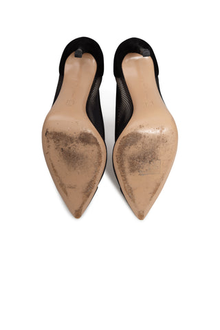 Suede Mesh Pointed Toe Pumps