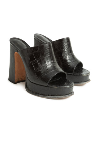 Lavinia Croc-Embossed Leather Mules | (est. retail $525)