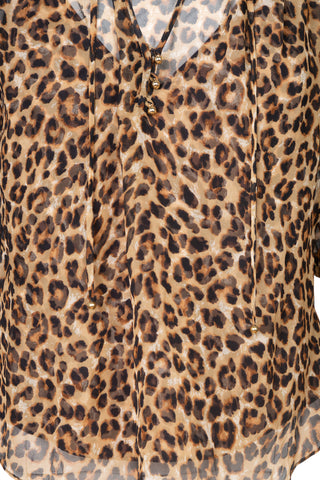 Leopard Print Smocked Blouse