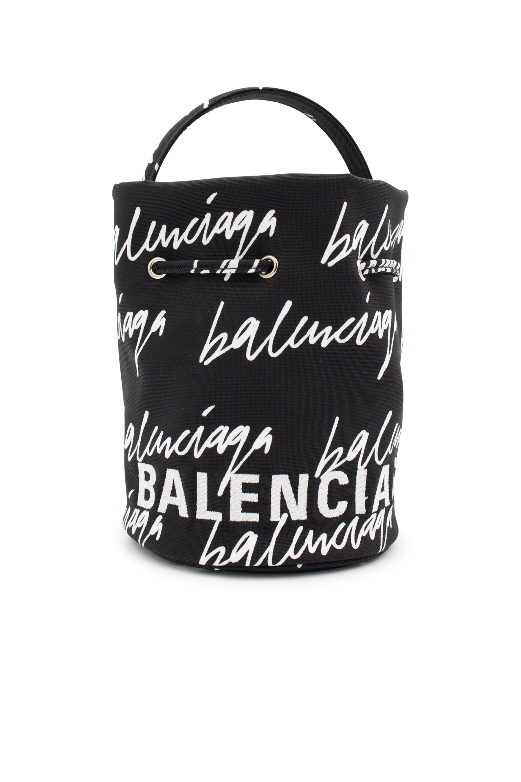 Balenciaga White Xs Wheel Drawstring Bucket Bag In White / L Black