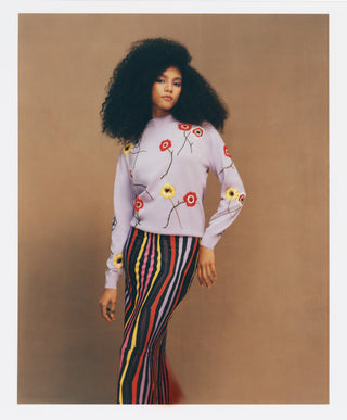 Lilac Sweater with Embroidered Anemones Clothing Jonathan Cohen   