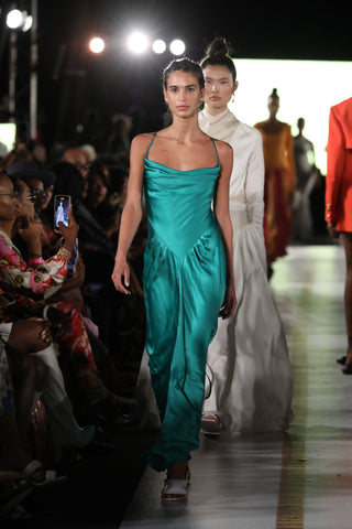 Diamond Slip Dress in Emerald | SS '22 Runway (est. retail $695)