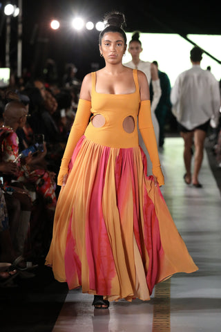 Solar Dress in Papaya Multi | SS '22 Runway (est. retail $1,495)