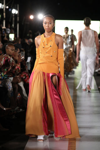 Meridian Skirt in Papaya Multi | SS '22 Runway (est. retail $995)