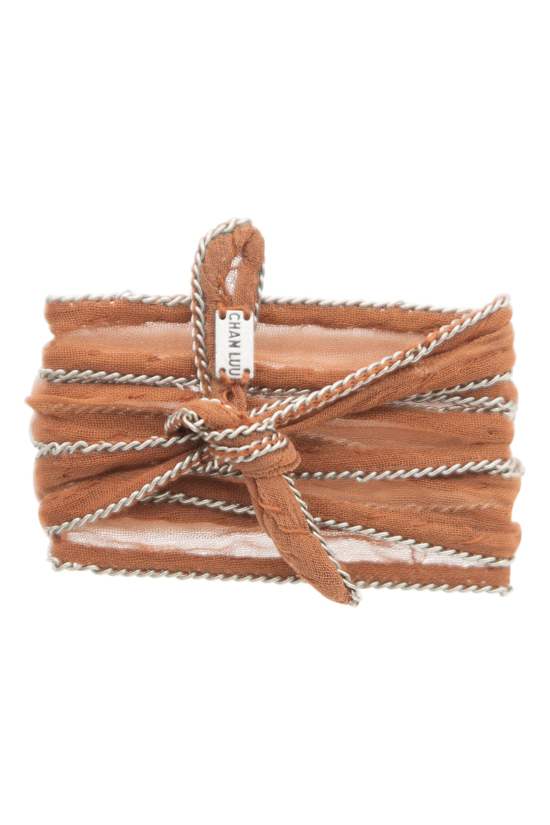 Fabric Chain Bracelet in Brown