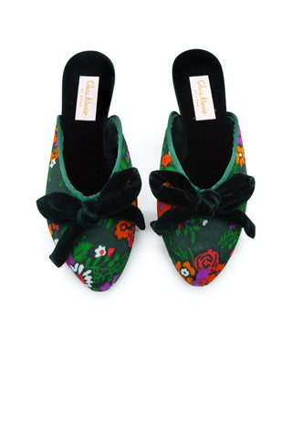 Velvet Floral Bow Limited Edition 073 Bow Mules | new with tags (est. retail $385) Shoes Olivia Morris   