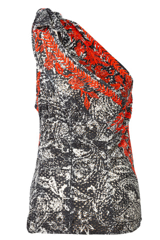 One Shoulder Embroidered Top