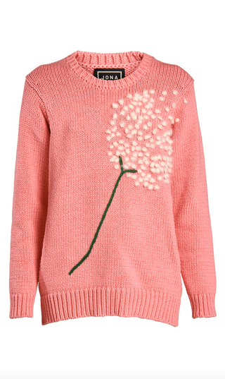 Pink Dandelion Hand Embroidered Pullover