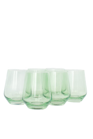 Estelle Colored Wine Stemless - Set of 6 (Mint Green)