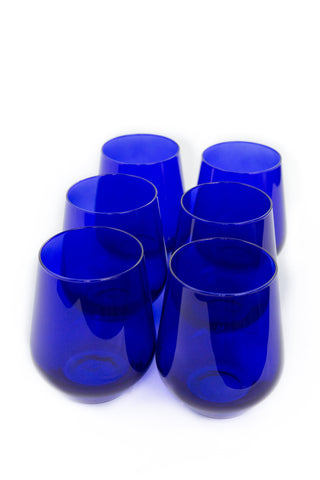 Estelle Colored Wine Stemless - Set of 6 (Royal Blue) glassware Estelle Colored Glasses   