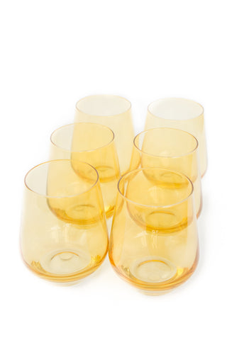 Estelle Colored Wine Stemless - Set of 6 (Yellow)