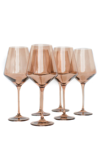 Estelle Colored Wine Stemware - Set of 6 (Amber Smoke) glassware Estelle Colored Glasses   