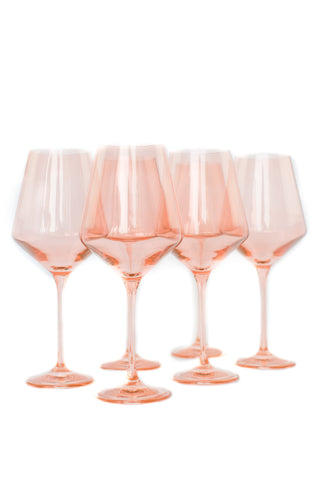 Estelle Colored Wine Stemware - Set of 6 (Blush Pink)