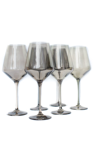 Estelle Colored Wine Stemware - Set of 6 (Gray Smoke) glassware Estelle Colored Glasses   
