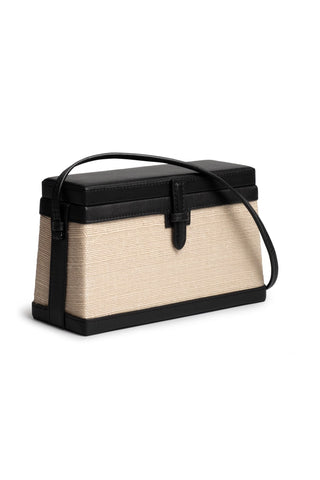 The Square Trunk in Nappa and Woven Fique (Black)