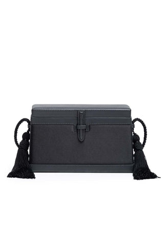 The Square Trunk in Satin with Tassels (Black)