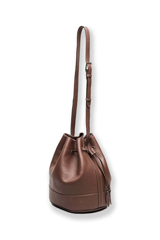 The Extra Large Drawstring in Nappa Leather (Dark Brown)