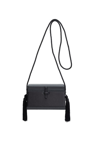 The Square Trunk in Satin with Tassels (Black) Handbags Hunting Season   