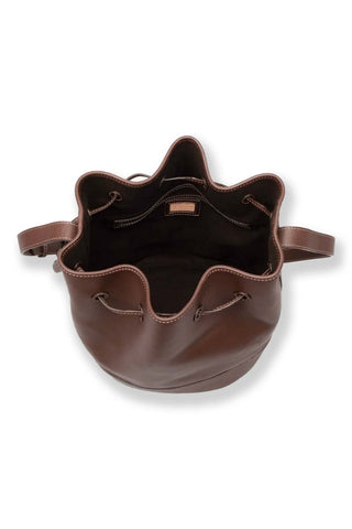 The Extra Large Drawstring in Nappa Leather (Dark Brown)