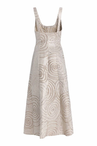 Judith Metallic Swirl Brocade Paneled Corset A-Line Dress DRESS Markarian   