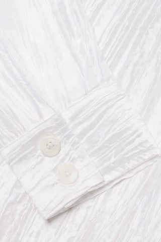 Crinkled Taffeta Tie Front Shirt | White