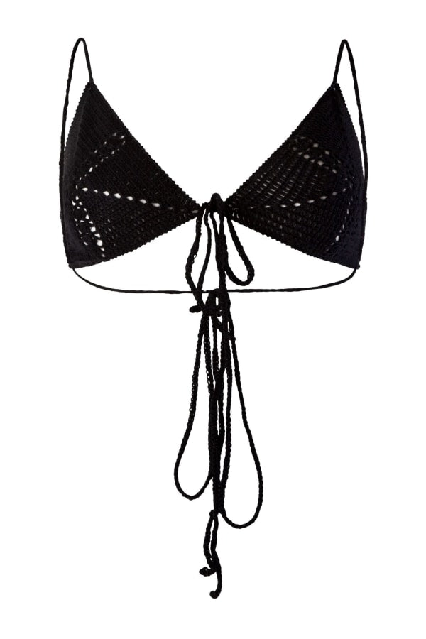 Black Hand Crochet Bikini Top