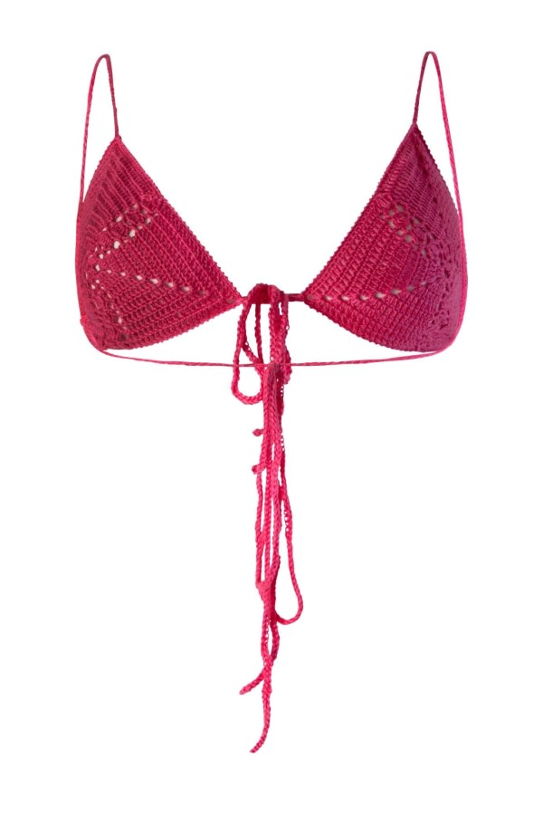 Fuschia Hand Crochet Bikini Top