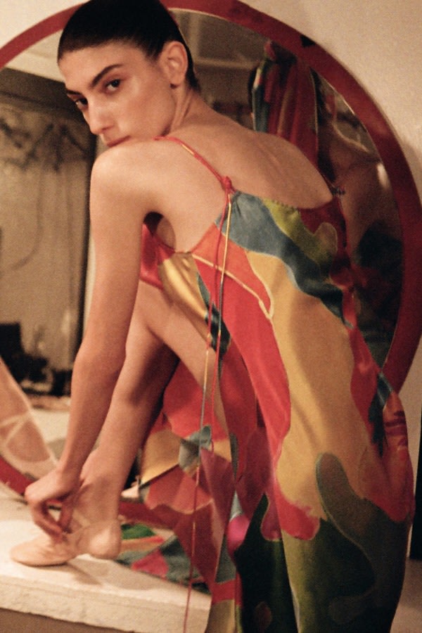 Printed Silk Slip Dress