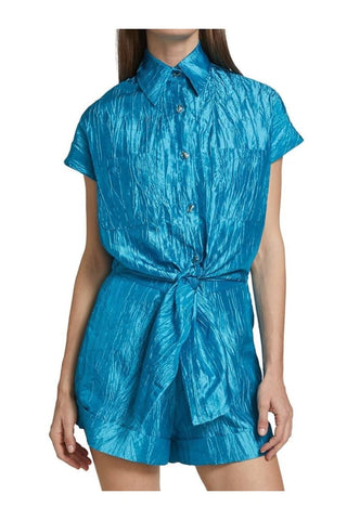 Tie Front Playsuit | Turquoise