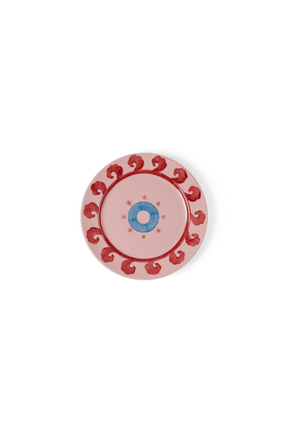 Circle Ceramic Plates, Pink & Red