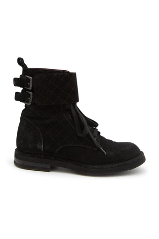 Black Interlocking Combat Boots Shoes Chanel   