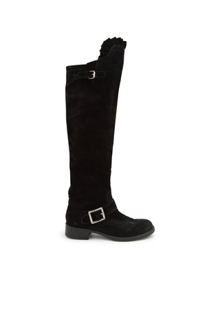 Suede Buckle Over the Knee Boot