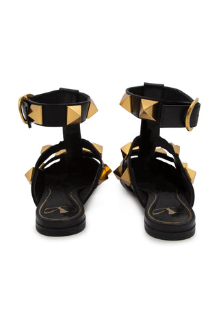 Garavani Roman Stud Ankle-Cuff Ballerina Flats in Black | (est. retail $1,190)