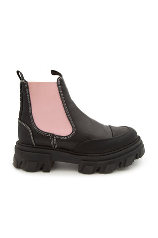 Calf Leather Lug Sole Boot in Black/Pink | (est. retail $425)