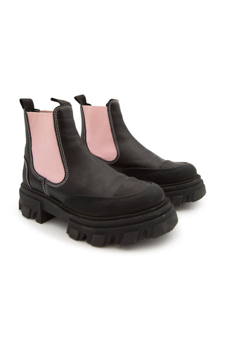 Calf Leather Lug Sole Boot in Black/Pink | (est. retail $425)