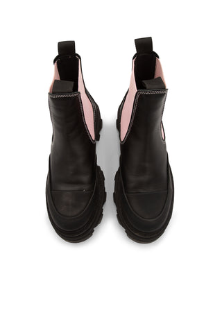 Calf Leather Lug Sole Boot in Black/Pink | (est. retail $425)