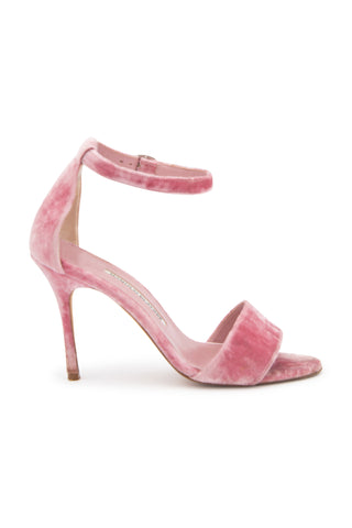 Pink Velvet Heeled Sandals