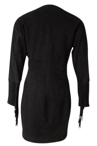 Vintage Black Sleeve Tie Lambskin Suede Dress | 1989 Collection