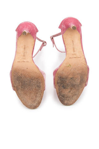 Pink Velvet Heeled Sandals