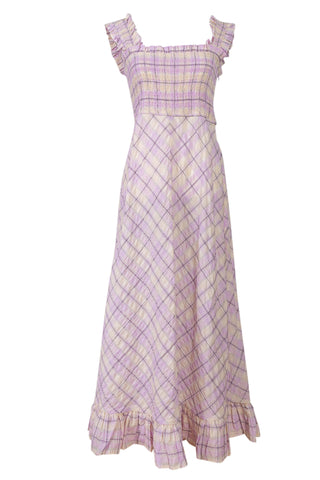 Purple Plaid Smocked Dress