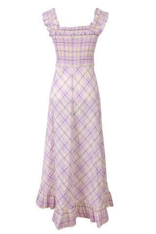 Purple Plaid Smocked Dress