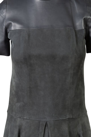 Paneled Leather Dress in Grey