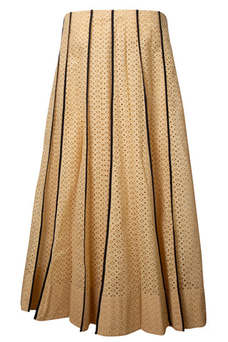 Pleated Honeycomb Eyelet Skirt in Sun Glow | new with tags (est. retail $998)